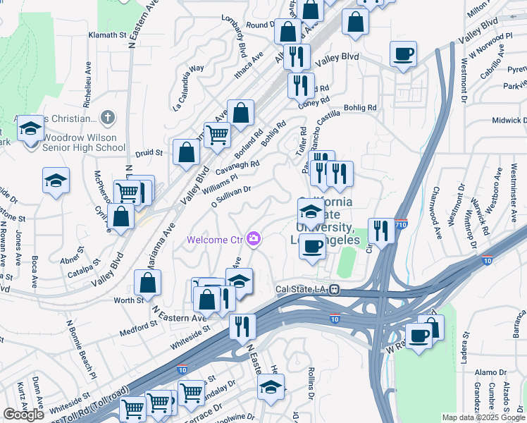 map of restaurants, bars, coffee shops, grocery stores, and more near 2003 Barnett Road in Los Angeles