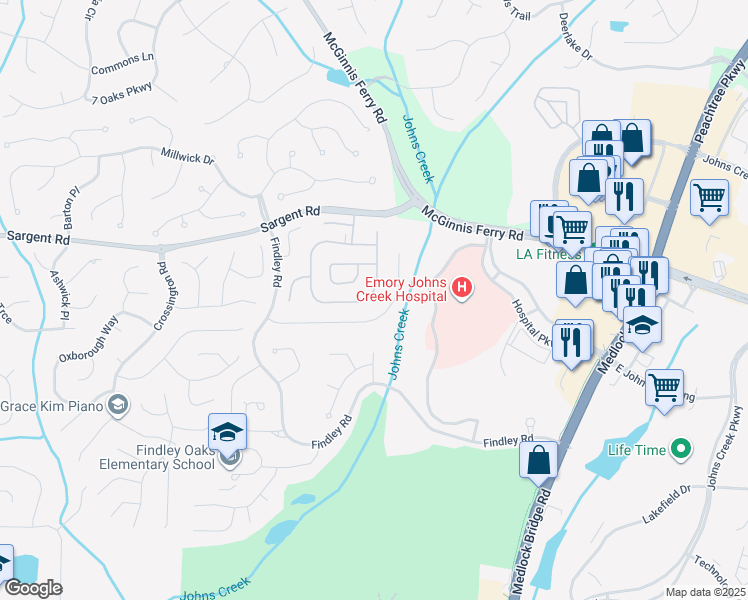 map of restaurants, bars, coffee shops, grocery stores, and more near 11780 Carriage Park Lane in Duluth
