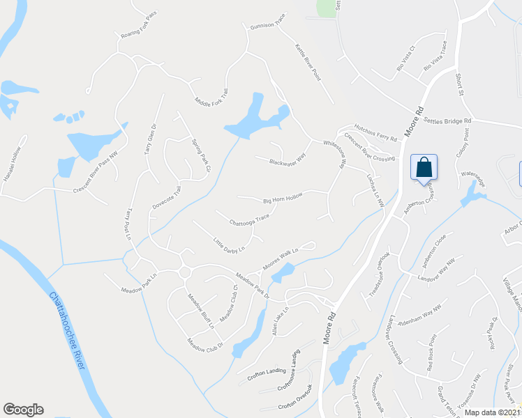 map of restaurants, bars, coffee shops, grocery stores, and more near 888 Big Horn Hollow in Suwanee