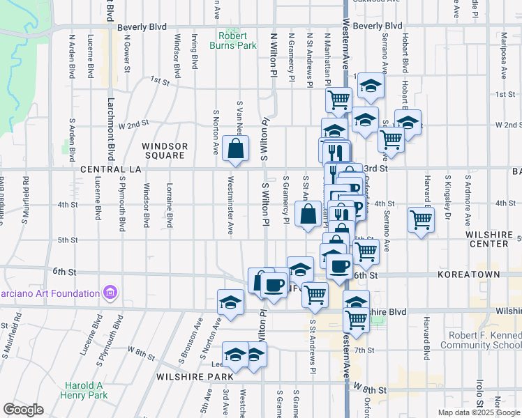 map of restaurants, bars, coffee shops, grocery stores, and more near in Los Angeles