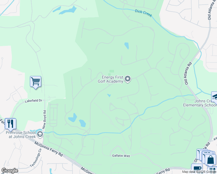 map of restaurants, bars, coffee shops, grocery stores, and more near 7740 Saint Marlo Country Club Parkway in Duluth
