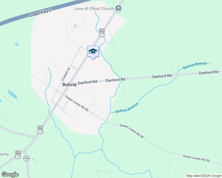 map of restaurants, bars, coffee shops, grocery stores, and more near 118 Danford Road in Bolivia