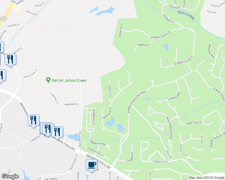 map of restaurants, bars, coffee shops, grocery stores, and more near 7850 Tintern Trce in Duluth