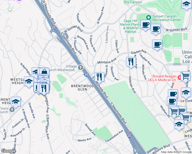 map of restaurants, bars, coffee shops, grocery stores, and more near 420 South Sepulveda Boulevard in Los Angeles