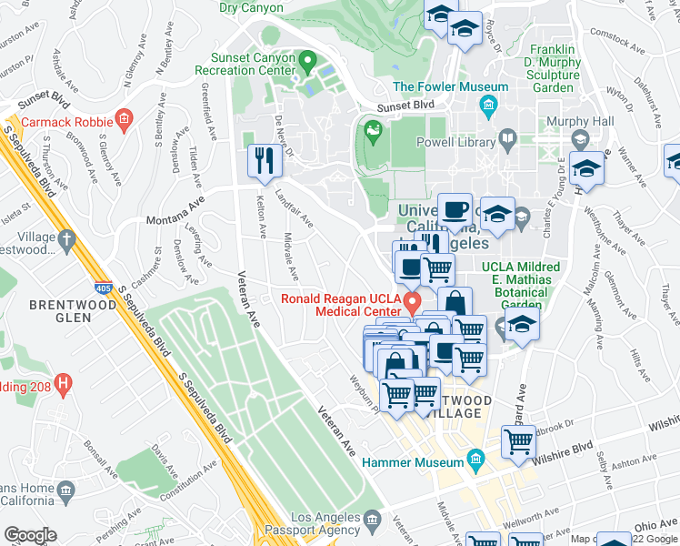 map of restaurants, bars, coffee shops, grocery stores, and more near 564 Glenrock Avenue in Los Angeles