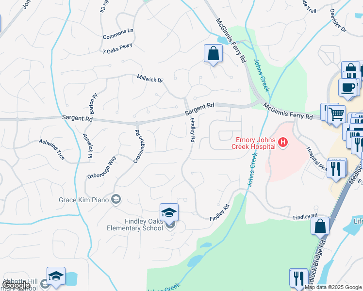map of restaurants, bars, coffee shops, grocery stores, and more near 230 Ascalon Court in Alpharetta