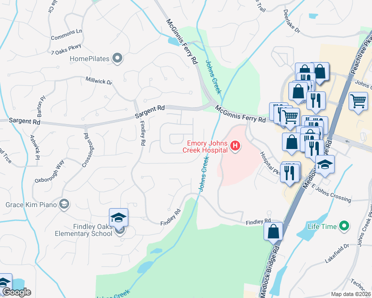 map of restaurants, bars, coffee shops, grocery stores, and more near 11765 Carriage Park Lane in Duluth