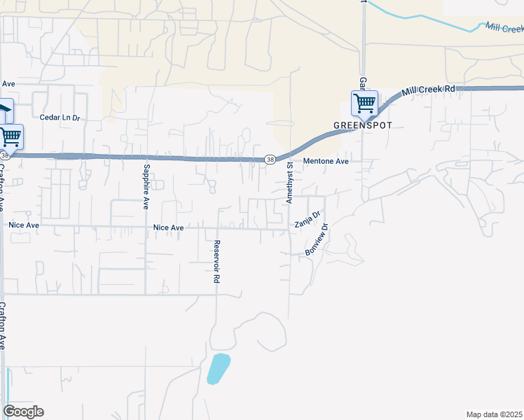 map of restaurants, bars, coffee shops, grocery stores, and more near 1255 Amethyst Street in Mentone