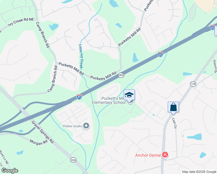 map of restaurants, bars, coffee shops, grocery stores, and more near 3560 Morgan Road in Buford