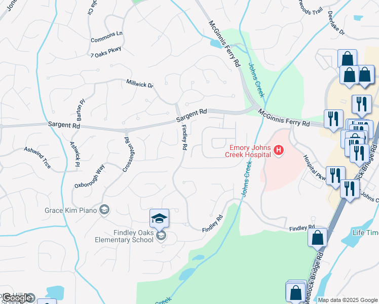 map of restaurants, bars, coffee shops, grocery stores, and more near 405 Waddington Trail in Duluth