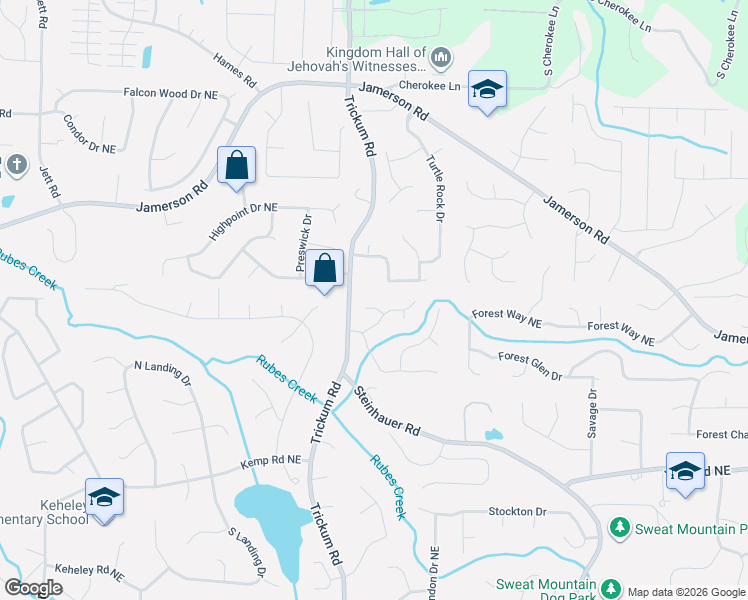 map of restaurants, bars, coffee shops, grocery stores, and more near 4758 Netherstone Court Northeast in Marietta