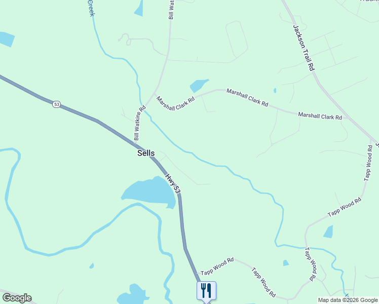 map of restaurants, bars, coffee shops, grocery stores, and more near 75 Cherokee Trail in Hoschton