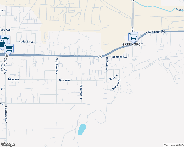 map of restaurants, bars, coffee shops, grocery stores, and more near 1255 Amethyst Street in Mentone