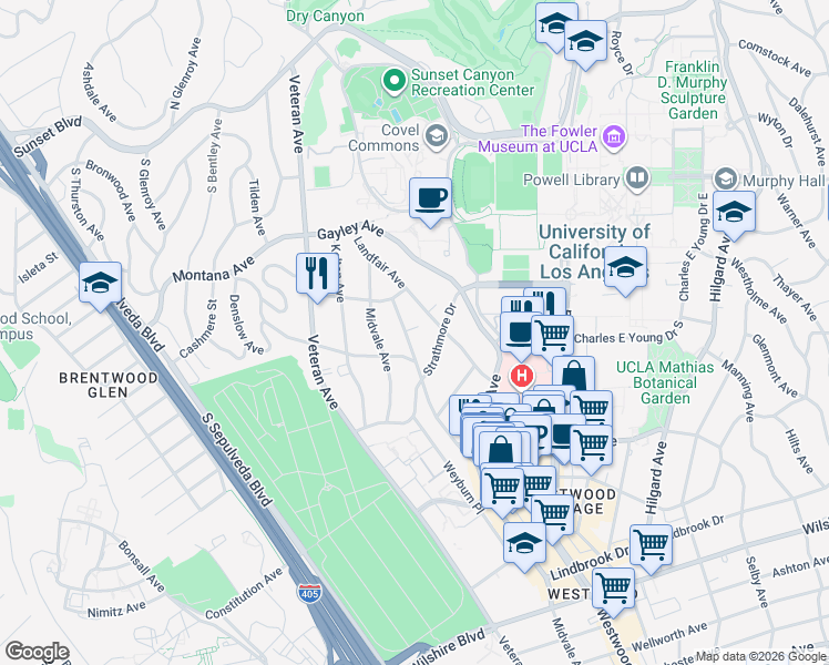 map of restaurants, bars, coffee shops, grocery stores, and more near 564 Glenrock Avenue in Los Angeles