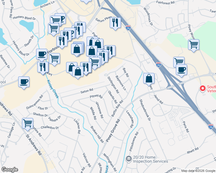 map of restaurants, bars, coffee shops, grocery stores, and more near 909 Dumbarton Road in Columbia