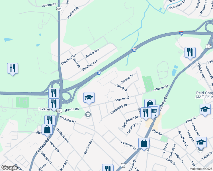 map of restaurants, bars, coffee shops, grocery stores, and more near 67 Sal Sue Court in Columbia