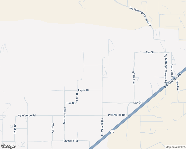 map of restaurants, bars, coffee shops, grocery stores, and more near Cedar Drive in Morongo Valley