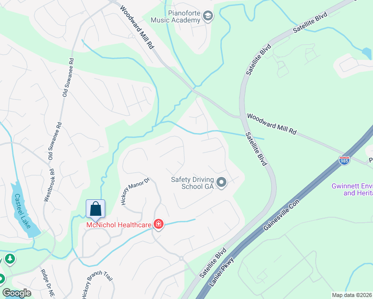 map of restaurants, bars, coffee shops, grocery stores, and more near 3913 Roxberry Hill Lane Northeast in Buford