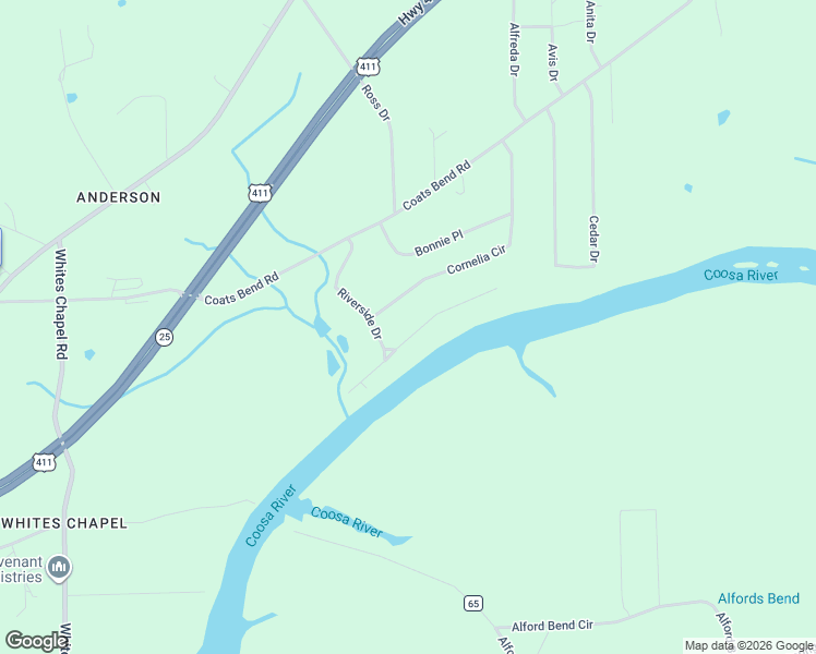 map of restaurants, bars, coffee shops, grocery stores, and more near 829 Cornelia Circle in Gadsden