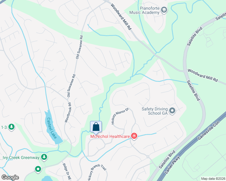 map of restaurants, bars, coffee shops, grocery stores, and more near 4100 Summit Gate Drive in Suwanee
