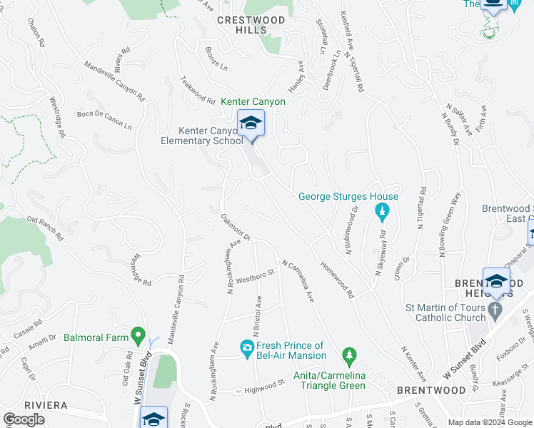 map of restaurants, bars, coffee shops, grocery stores, and more near 12625 Homewood Way in Los Angeles