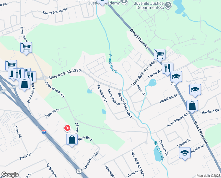 map of restaurants, bars, coffee shops, grocery stores, and more near 1000 Piney Grove Road in Columbia