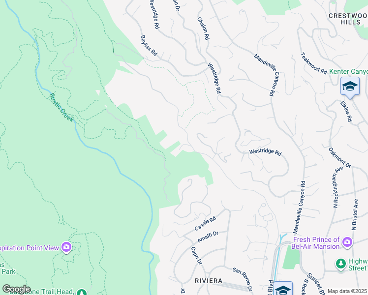 map of restaurants, bars, coffee shops, grocery stores, and more near 1821 Old Ranch Road in Los Angeles