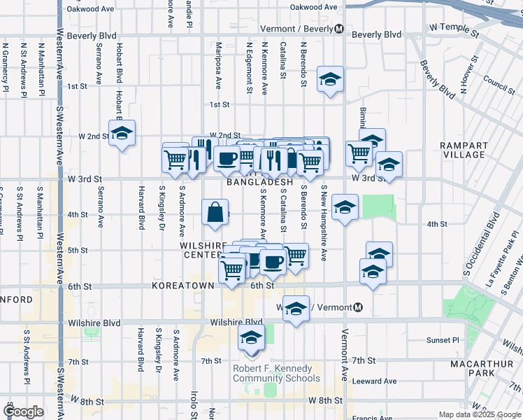 map of restaurants, bars, coffee shops, grocery stores, and more near 328 South Alexandria Avenue in Los Angeles