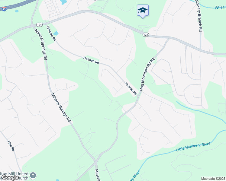 map of restaurants, bars, coffee shops, grocery stores, and more near 4512 Evan Court Northeast in Hoschton