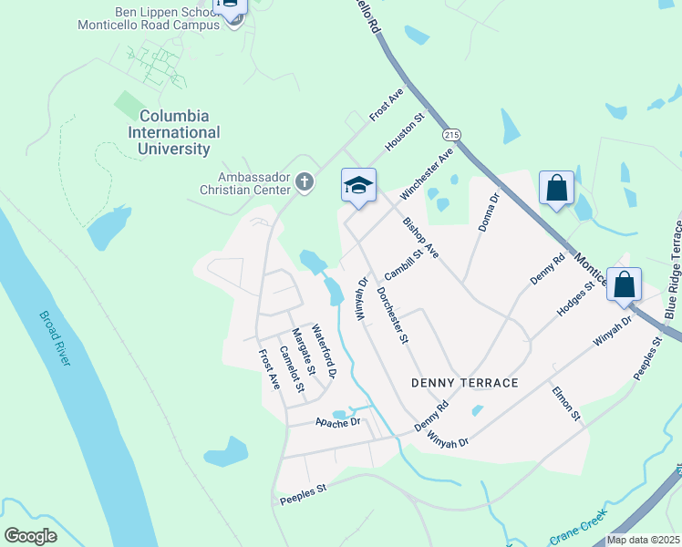 map of restaurants, bars, coffee shops, grocery stores, and more near 6545 Winyah Drive in Columbia