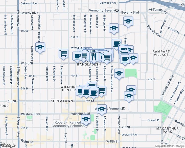 map of restaurants, bars, coffee shops, grocery stores, and more near in Los Angeles