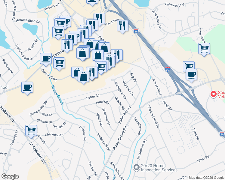 map of restaurants, bars, coffee shops, grocery stores, and more near 928 Seton Road in Columbia