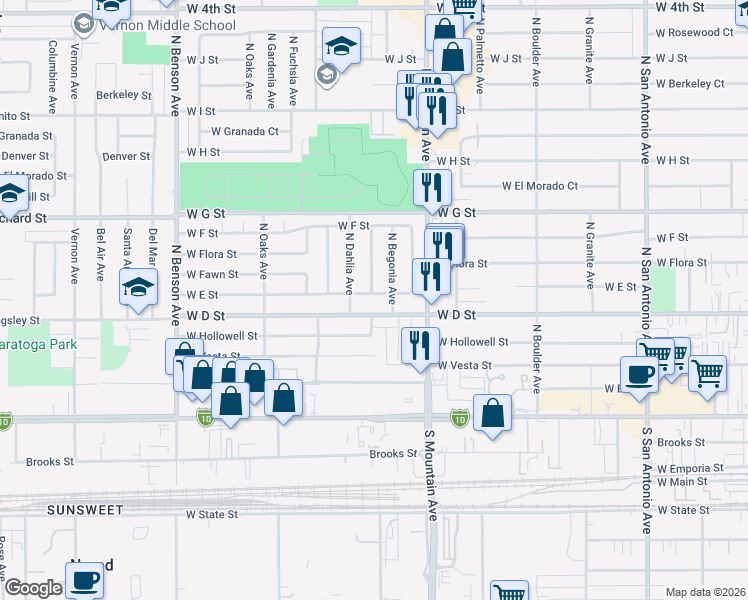 map of restaurants, bars, coffee shops, grocery stores, and more near in Ontario