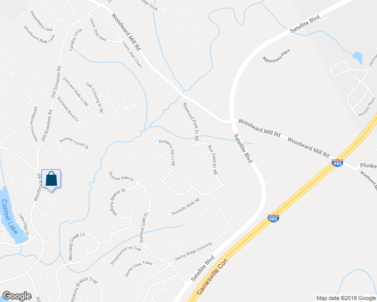 map of restaurants, bars, coffee shops, grocery stores, and more near 3892 Rox Field Drive Northeast in Buford