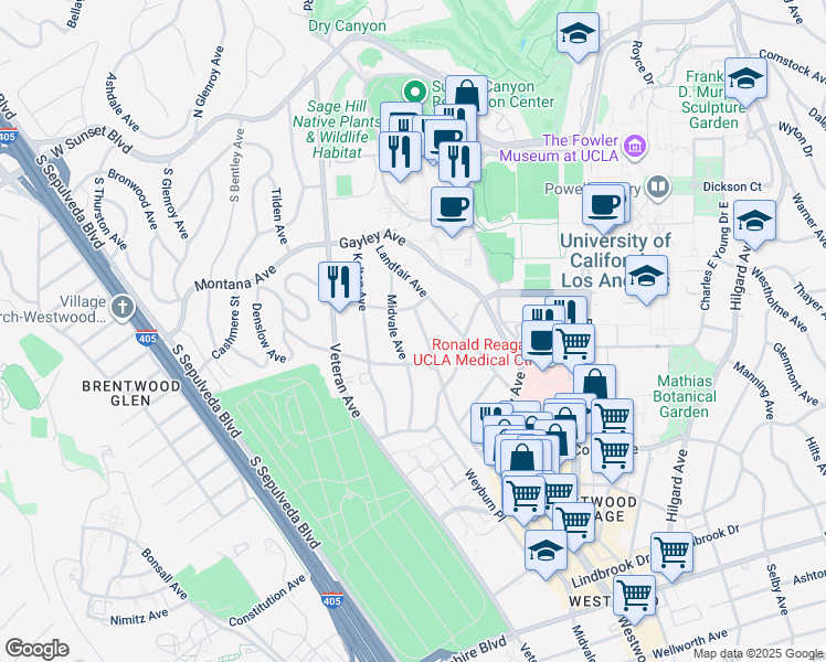 map of restaurants, bars, coffee shops, grocery stores, and more near 519 Glenrock Avenue in Los Angeles