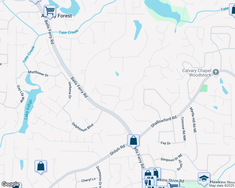 map of restaurants, bars, coffee shops, grocery stores, and more near 4771 Ridgewood Court Northwest in Acworth