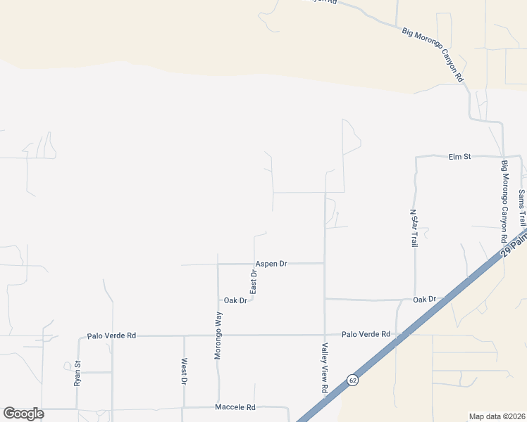 map of restaurants, bars, coffee shops, grocery stores, and more near 50125 Cedar Drive in Morongo Valley