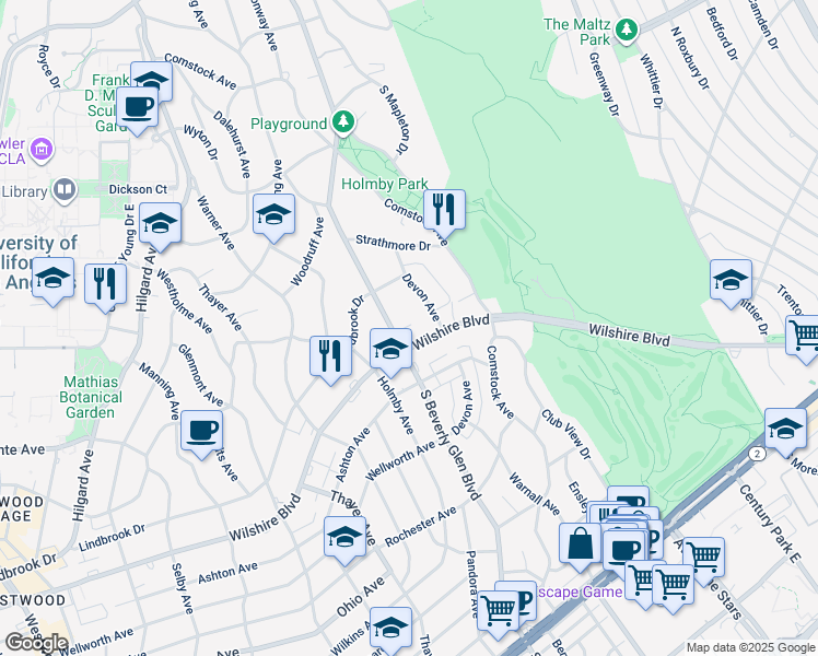 map of restaurants, bars, coffee shops, grocery stores, and more near 851 Devon Avenue in Los Angeles