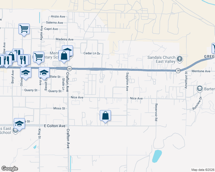 map of restaurants, bars, coffee shops, grocery stores, and more near 1240 Ansley Lane in Mentone