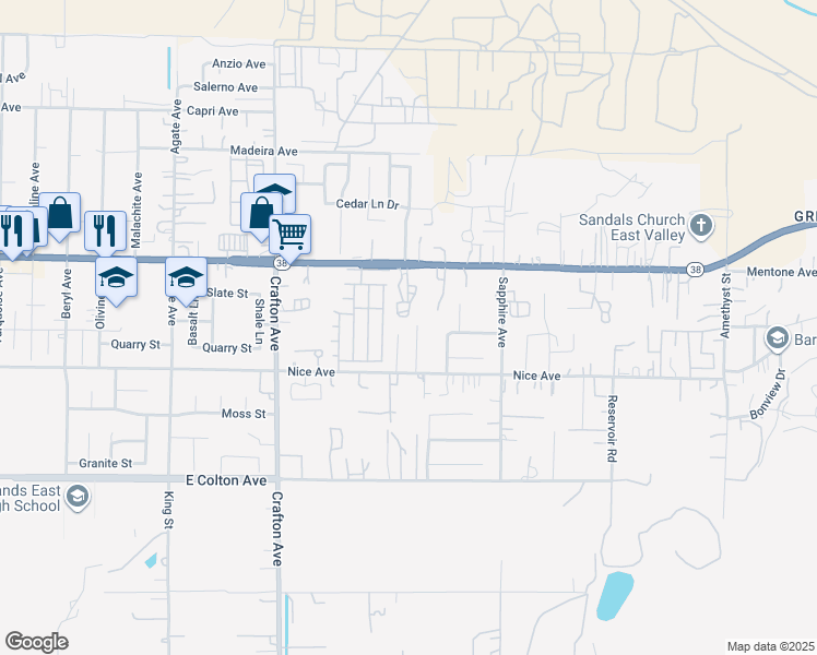 map of restaurants, bars, coffee shops, grocery stores, and more near 2139 Nice Avenue in Mentone