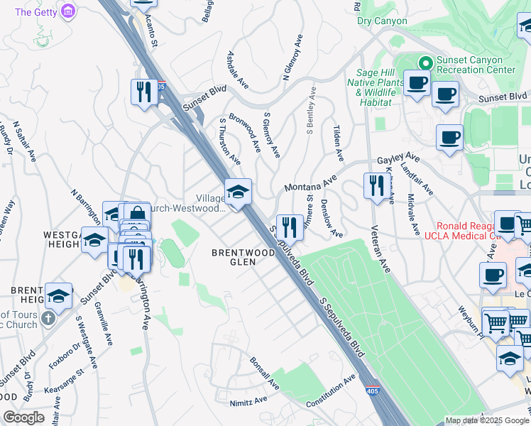 map of restaurants, bars, coffee shops, grocery stores, and more near 390 South Sepulveda Boulevard in Los Angeles