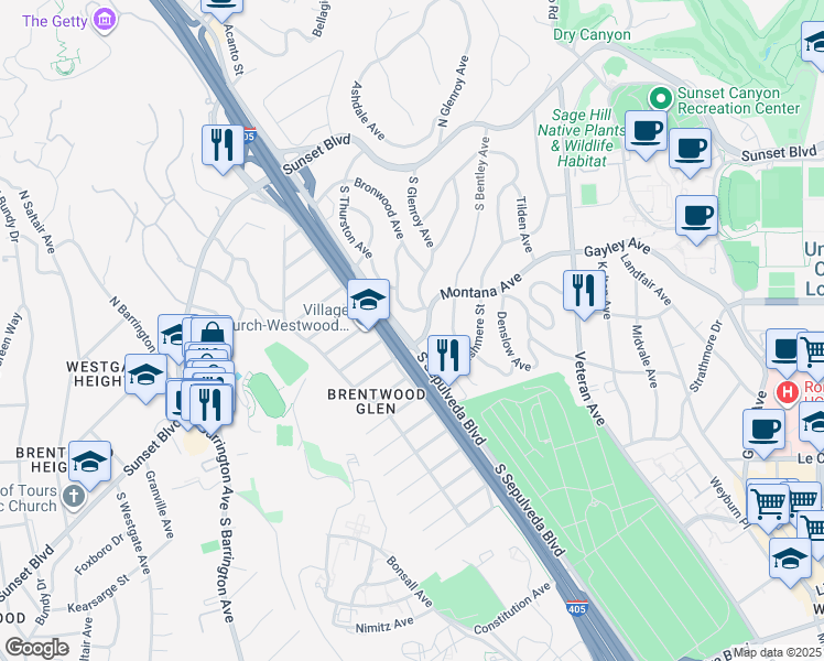 map of restaurants, bars, coffee shops, grocery stores, and more near in Los Angeles