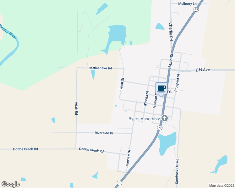 map of restaurants, bars, coffee shops, grocery stores, and more near 482-612 Olive Street in Byers