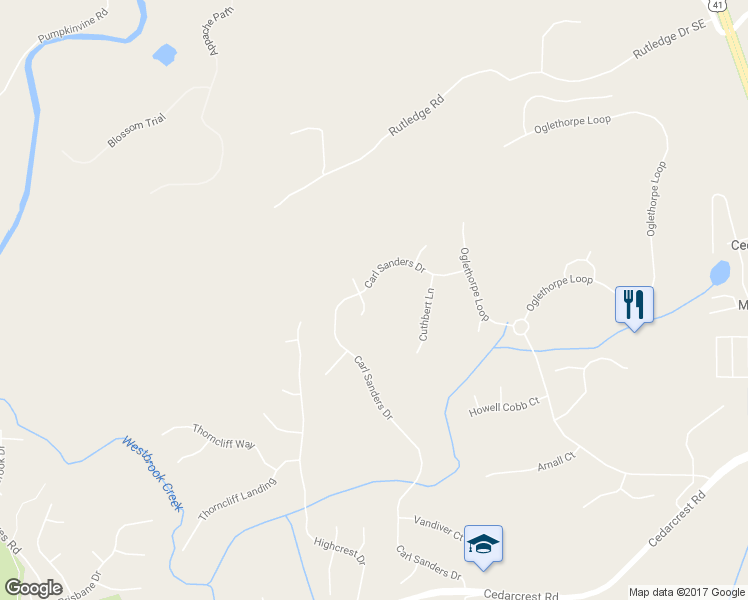 map of restaurants, bars, coffee shops, grocery stores, and more near 17 Gilmer Court in Acworth