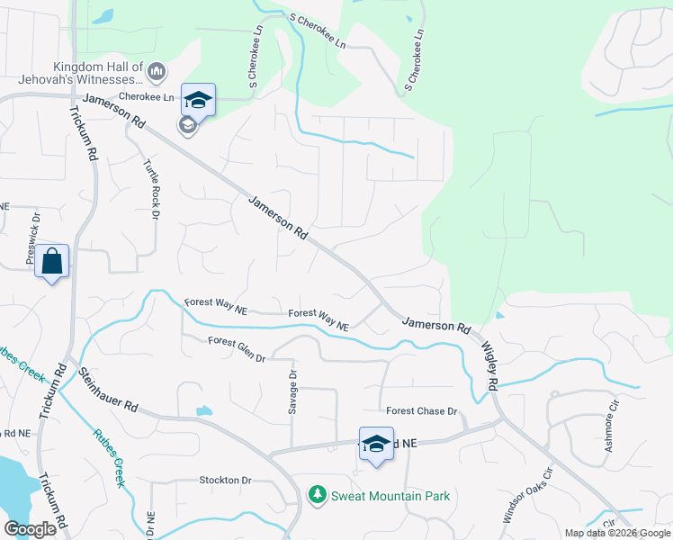 map of restaurants, bars, coffee shops, grocery stores, and more near 2678 Jamerson Road in Marietta
