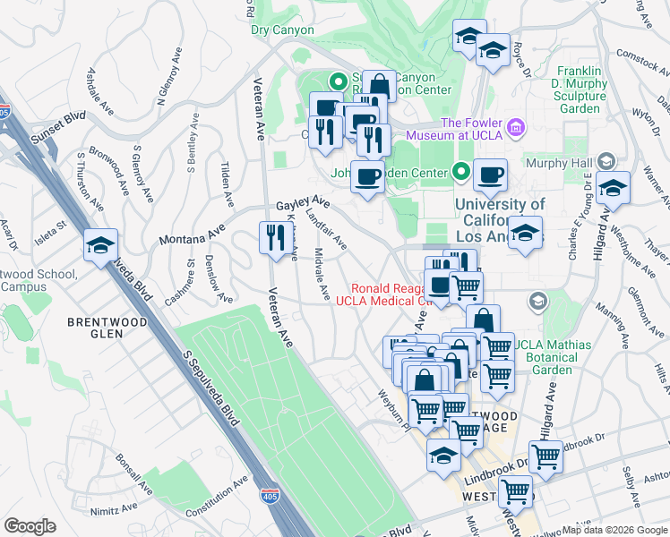 map of restaurants, bars, coffee shops, grocery stores, and more near 507 Glenrock Avenue in Los Angeles