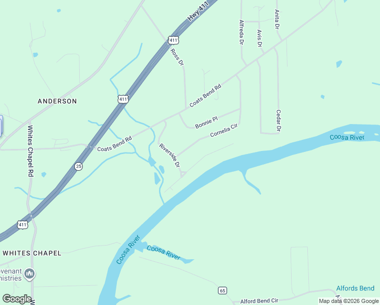 map of restaurants, bars, coffee shops, grocery stores, and more near 829 Cornelia Circle in Gadsden