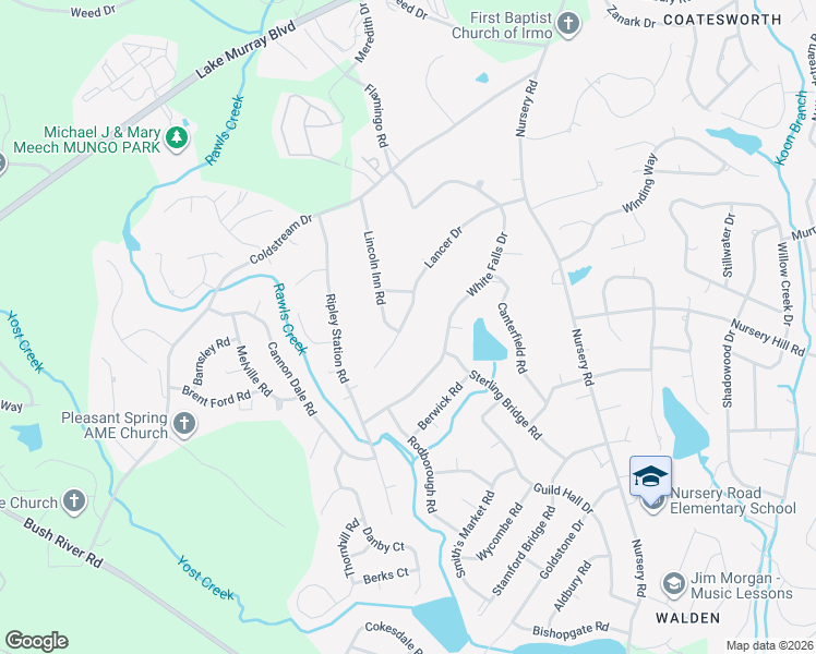 map of restaurants, bars, coffee shops, grocery stores, and more near 319 Lancer Drive in Columbia