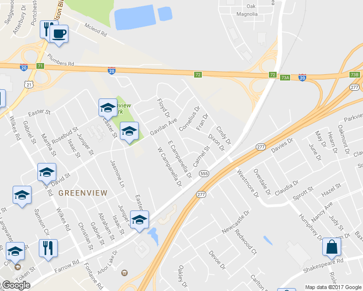 map of restaurants, bars, coffee shops, grocery stores, and more near 320 Floyd Drive in Columbia