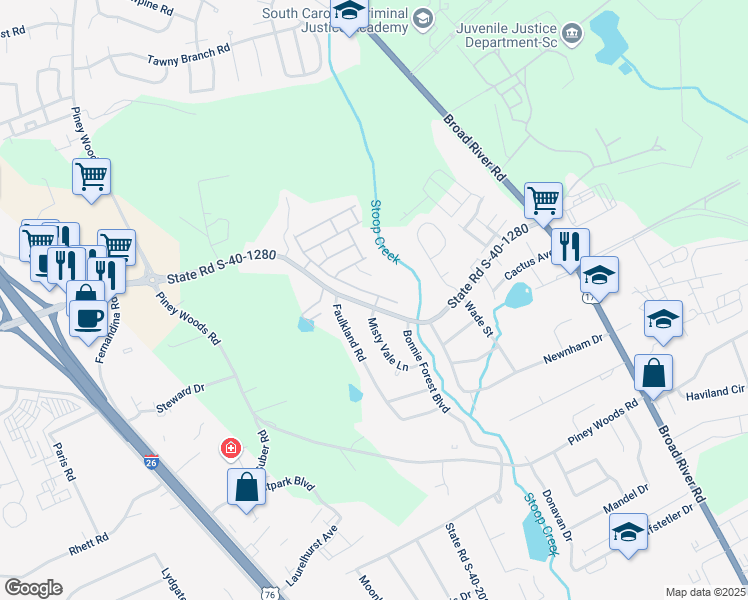 map of restaurants, bars, coffee shops, grocery stores, and more near 169 Springhaven Drive in Columbia